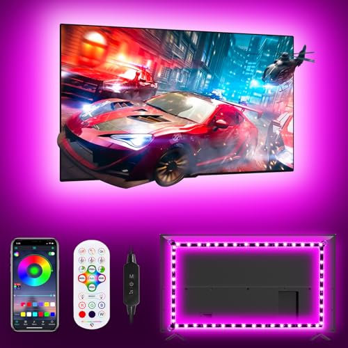 TV Led Lights USB Powered,Led Lights for TV 43 inch-55 inch,13 ft TV Led Backlight RGB Led Strip Lights for TV,TV Lights Behind Monitor,Music Sync APP Control TV Lights That Change with TV Sound