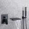 XJTNLB Badewannenarmatur Schwarz Wasserfall mit Brause Wandmontiert Einhebelmischbatterie Mischbatterie Badewanne Unterputz mit Handbrause,Schwarz