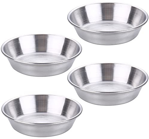Piatto per salsa da immersione in acciaio inossidabile, piattini singoli per salsa, piccoli ramekin metallo, piatti per salsa di soia per contorno di insalata di sushi, confezione da 4
