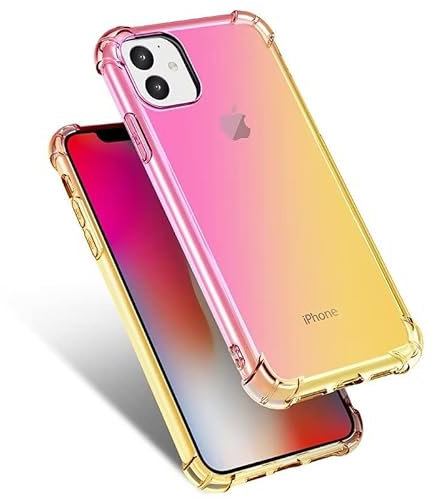 EASSGU Custodia per iPhone 11 (6.1 Inches), Cover Silicone TPU Colore Sfumato Trasparente, Custodia per Telefono Antiurto e Antigraffio - Oro Rosa