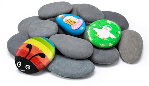 Simetufy 15 Pcs Rocks for Painting, River Rocks to Paint, 2-3 Flat Painting Rocks, Smooth Rocks for Crafts, Natural Stones for DIY, Kindness Rocks Garden Decoration