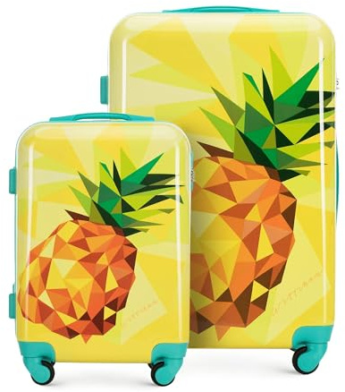 WITTCHEN Gepäckset Young-Kollektion ABS mit Polycarbonat Beschichtung und Teleskopgriff Koffer Set Reisekofferset Gepäckset (S+M) Gelb