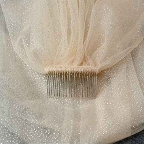 NOBRIM Brautschleier Brautschleier Lang Luxus Golden Bride Hochzeitsschleier Kathedrale Champagnerfarbenes Garn mit Pailletten Lady-Party-Hochzeit