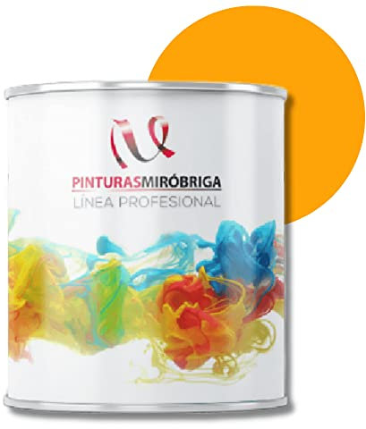 Pinturas Mirobriga Esmalte Antioxidante Color Amarillo Real Ral 1028, Secado Rapido, Directo sobre metal, proteccion de superficies de hierro y madera. Envase de 750ml.