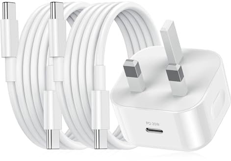 weiship iPad Charger and Plug, 20W USB C Charger & 2packs 2M Cable, Type C Fast Wall Charger Adapter USB C to C Cable compatible iPad Pro 12.9/11 inch,iPad Air 5/4,iPad Mini 6 Gen,Samsung Galaxy S23