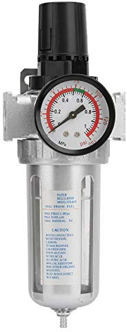 Druckminderer Druckluft,1/2 Zoll BSP Druckluft Wasserabscheider,1.0 MPa Aluminium Druckregler mit Montageanschluss und Manometer für Luftkompressoren