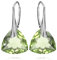 Ohrringe Silber 925 Hängend für Damen Ohrhänger Hängeohrringe mit Triangel Kristallen Dreieck Stein 12 Geburtsstein Schmuck für Sie Ohrringe Mädchen Geschenk Muttertag (04-April - Peridot)