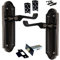 Betley Butterfly Ashford Handle Latch Door Handles Black Nickel, Pair of 3 Hinges & Latches Pack Sets 168mm x 47mm Backplate, Vic Scroll Lever Interior Wooden Doors