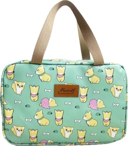 Trousse de Toilette Femme,Trousse de Toilette étanche Portable,Sac de Toilette Grande capacité Organisateur pour Le Voyage,Business,Pique-Nique (Chiot-Vert)