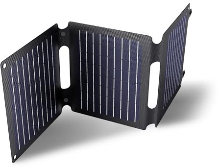 Trust Zuny 20W Panel Solar Portátil USB-C USB-A, Placa Solar Camping, Cargador Portátil 15W, Batería Cargador Solar para Movil iPhone iPad Samsung Tablet Power Bank Camper Viajar
