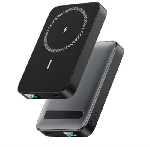 Magnetic Portable Charger 10800mAh Wireless Power Bank with Foldable Stand,LED Display 25W USB-C in/Output Fast Charging External Battery Pack for Magsafe,iPhone 16/15/14/13/12 Pro/Pro Max/Plus