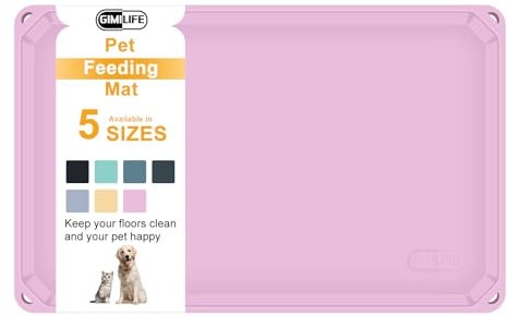 Gimilife Pet Food Mat - Silicone Non-Slip Feeding Mat with High Lips for Pet Messy Drinkers