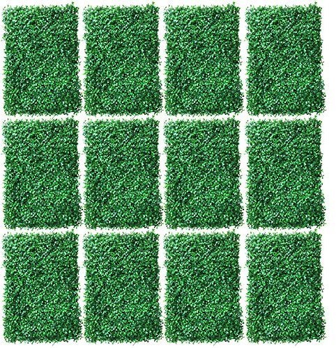 Estabeter 12 Stück Kunstpflanzen Wand, Künstliche Hecke Pflanze Zaun Bildschirm Grün Wand Panels Dekor Schön für Balkonzaun, Sichtschutz, UV-Schutz 40x60cm