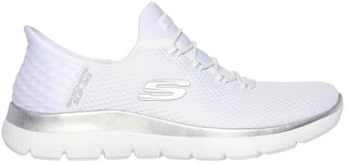Skechers Damen Summits Diamond Dream Slip-InTurnschuhe, White Mesh/Silver Trim, 36 EU Large