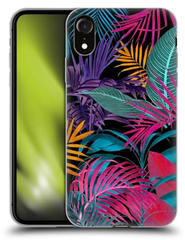 Head Case Designs Offizielle LebensArt Palmblätter Schwarz Pflanzen Und Tiere des Dschungels Soft Gel Handyhülle Hülle kompatibel mit Apple iPhone XR