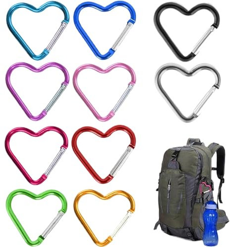 DAAIZIII Aluminium Herz Karabinerhaken, Karabinerhaken Klein, Schlüsselanhänger, Karabiner Schlüsselanhänger, Camping, Angeln, Berge, Wandern, Reisen