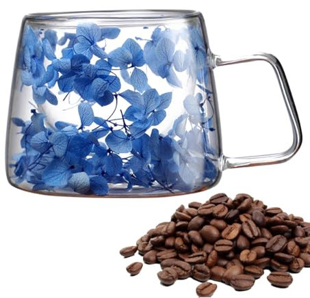 Taza Transparente Con Flores - Taza De Café Con Flores En Capas | Tazas De Café De Primavera Taza De Café De Flores Taza | Taza De Flores Secas Con Asa | Tazas De Flores Creativas Con Aislamiento De D