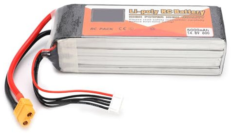 Keenso 14.8V 5000mAh 4S Lipo Battery with XT60 Plug for FPV Drone Racing RC Quadcopter Helicopter Airplane Boat Car