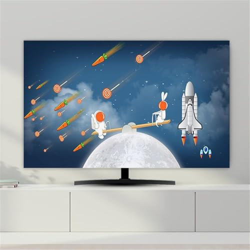 Hixingo Cubierta Antipolvo para TV, Funda para Televisor Elástico Protector para Smart TV Cubierta de Televisión Pantalla de Funda impresión de Espacio (40-43,Azul D)