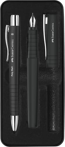 Faber-Castell 241050 - Schreibset Poly Pen mit Kugelschreiber und Füller, schwarz