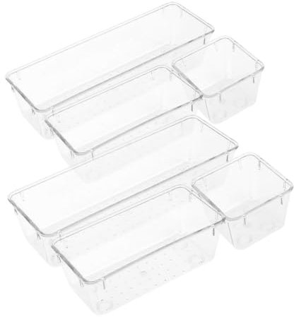 WEKAMOS 6stücke Transparenter Für Schreibtische Badezimmer Und Küche Mit Durchsichtigen Ablagen Zum Ordnen Von Make-up Und Bürobedarf Stapelbar Und Platzsparend