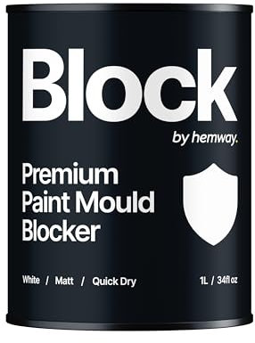 Hemway – Mould Blocker Paint – Matte White 1L | Indoor Anti Mould Paint for Bathroom, Kitchen & Bedroom Walls & Ceilings | Easy to Apply, Quick Dry & High Coverage | 1 Pack