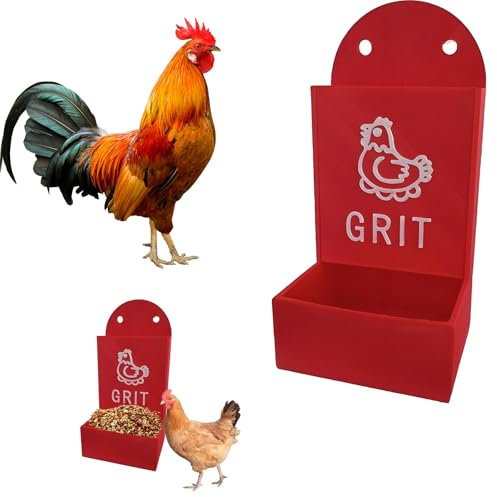 Shell and Grit Feeder,Hanging Chicken Feeder Trough,Versatile Gravity Poultry Dispenser for Chickens, Hens, and Coop Accessories (red)