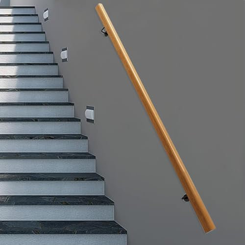 Scala antiscivolo in legno massello, per interni ed esterni, 330 cm, regolabile, ringhiera per portico
