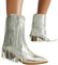 Generisch Stivali con frange, da donna, casual, alla caviglia, con tacco basso, stile vintage, con plateau