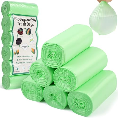 150PCS Small Biodegradable Bin Bags, 6L food waste bags, small bin bags, Compostable Caddy Liners(35cmx40cm)