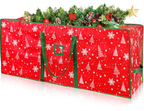 Sac de Rangement pour Sapin de Noël, Flocon de Neige Sac À Sapin De Noel pour Arbres de Noël Artificiel de 9 Pieds Détachables Rangement Housse de Protection pour Arbre Tissu Oxford Pliable