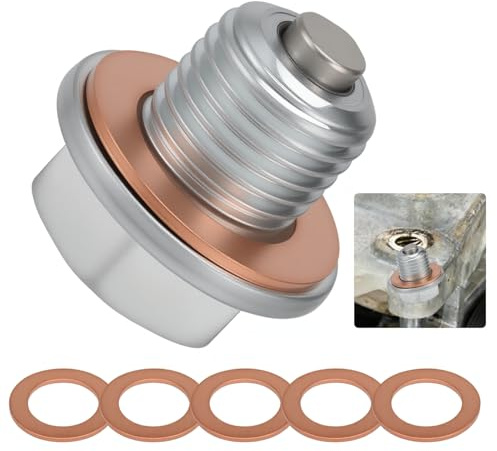 Bouchon De Vidange D'huile Magnétique M14x1,5, Vis de Carter avec 5 Joints, Bouchon d’Huile Haute Résistance pour Moteurs Auto Moto et Bateaux