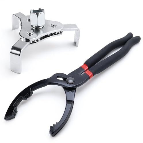 HZOUHONG 2 Stück Ölfilterschlüssel Set, Schwarz Ölfilterschlüssel Verstellbar 30cm, Universal 3-armig Ölfilter Schlüssel, Ölfilter Werkzeug für Autos, Motorräder, LKWs (Ø55-120mm)