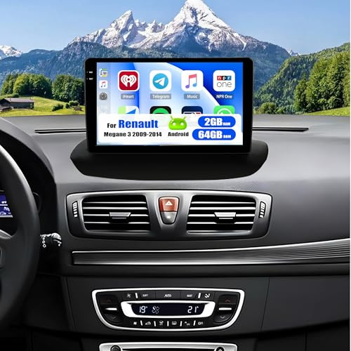 SIXWIN 2+64G Android 15 Autoradio para Renault Megane 3 2008-2014 con Pantalla 9'' HD 2.5D, Wireless CarPlay, Android Auto, GPS Integrado y Mirror Link, Compatible con Cámara Trasera y Control Volante