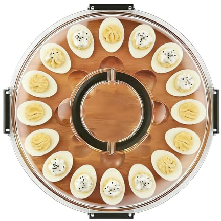 Platter for Deviled Eggs | 24-Slot Holder with Lid - Deviled Egg Plates,for Catering Buffet Table Countertop Kitchen Home Party Appetizer Easter Thanksgiving Holiday Dinner