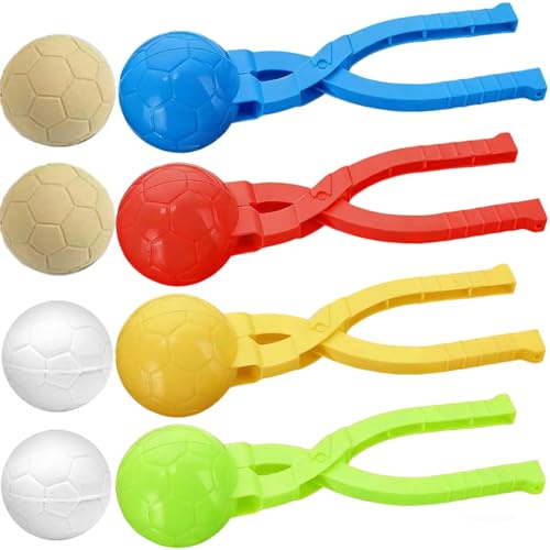 Bonzitoy 4 PCS Snowball Maker for Kids, Snowball Clips, Snow Ball Toys, Snow Mold Toys, Beach Sandbox Toys, Perfect for Outdoor Indoor Winter Snowball Fight Maker Tool Clip (Soccer)