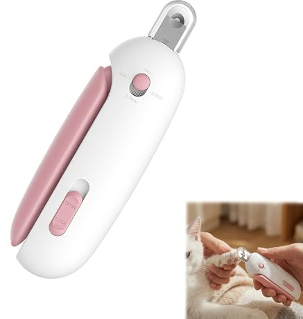 1PCS Cat Nail Clippers for Cats, Blue, Adjustable Safety Guard | Professional Stainless Steel Pet Nail Trimmer with Hidden Nail File for Kittens and Small Cats, Pink