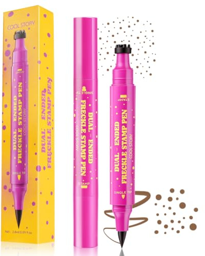 LOPHE Penna per Lentiggini a Doppia Testa, 2 In 1 Freckles Marker, Freckle Timbro, Impermeabile & Durata 24h, Asciugatura Rapida 6s, per Lentiggini del Viso - F04#Cioccolato Scuro