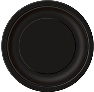 Solid Midnight Black Round Paper Dinner Plates (22cm) 8 Count - Sturdy & Elegant for Parties and Events