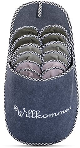 ONVAYA® ABS Gästepantoffel | Willkommen Grau | 6er Set | Antirutsch Sohle | Hausschuhe | Filzpantoffel | Gr. 36-45 Gästehausschuhe