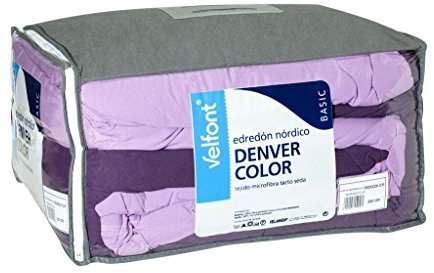 Velfont - Edredón nórdico bicolor (180 x 220 cm), color morado-lila