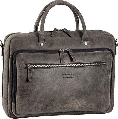 Leonhard Heyden Leder Aktentasche Laptoptasche Messenger Bag edel vintage grau-braun 5229