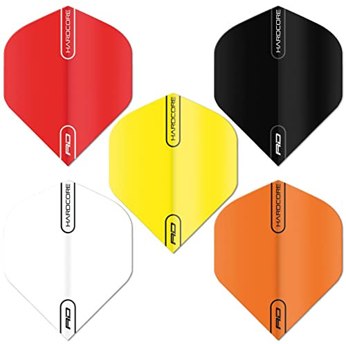 RED DRAGON Hardcore Colours Auswahlpackung Extra Dicke Standard Dart Flights - 5 Sätze pro Packung (15 Dart Flights insgesamt)