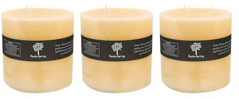 Nicola Spring Scented 3 Wick Pillar Candles - Vanilla Scent - Pack of 3-130 Hour Burning Time - Vanilla Candles Ivory Round Pillar Aromatherapy for Home Fragrance, Kitchen, Living Room, Bedroom