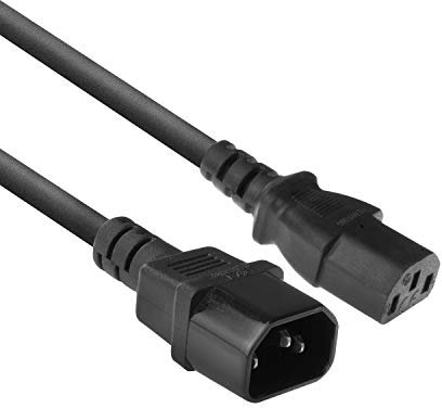 ACT Cable de alimentación de 0,9 m, prolongación de Cable de alimentación C13 a C14, Clavija IEC a Toma de 3 Clavijas - AK5165 Negro