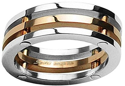 Piersando Band Ring Edelstahl 3-teilig Bandring Ehering Partnerring Trauring Freundschaftsring Damen Herren Silber Bronze Größe 62 (19.7)