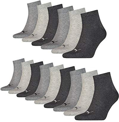 15 pair Puma Sneaker Quarter Socks Unisex Mens & Ladies, color:800 - anthraci/l mel grey/m me, Socken & Strümpfe:35-38