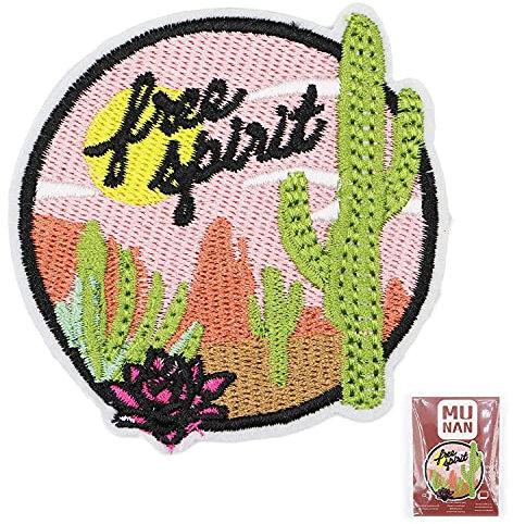 MUNAN Parches bordados con diseño de cactus rosa para coser con plancha para ropa, chaqueta, vaqueros, gorra