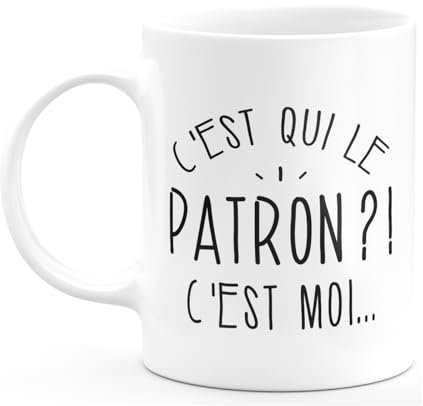 quotedazur - Mug Humour Chef - C'est Qui Le Patron - Tasse Cadeau Manager Patron Boss - Blanc/Céramique