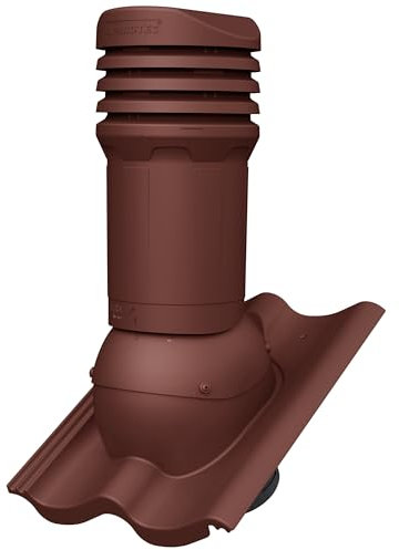 Parotec Entlüftungskamin DN 125 mm passiv für Braas - Doppel-S, Nelskamp - S, IBF - Doppel-S, ProDach - Doppel-S Dachziegel Dachentlüftung, Abluftrohr, Lüftungshaube (RAL 3009 - Rot)